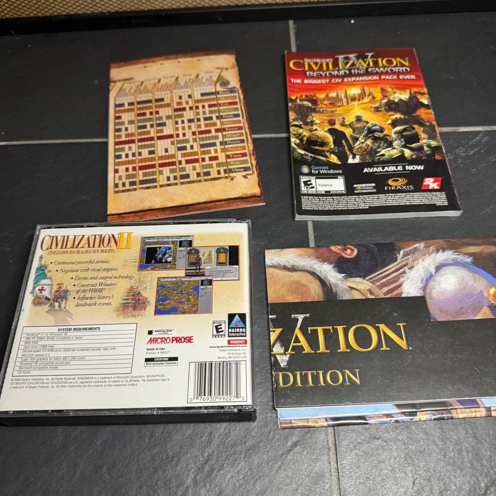 Sid Meier Civilization II PC Game CD-ROM with Civ IV Manual and Poster Lot